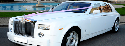 Rolls Royce White Phantom Wedding Car Limo Hire East Midlands